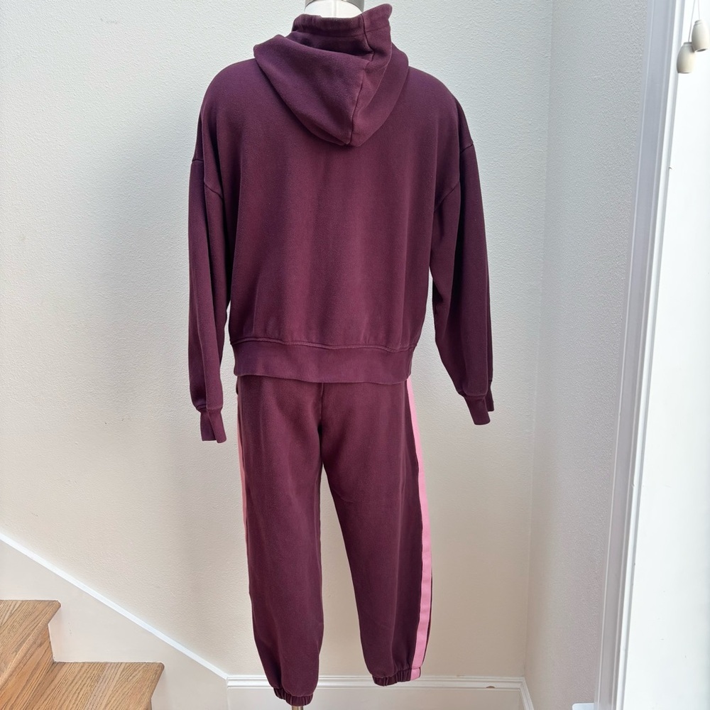 Victorias Secret Hoodie Sweatpants Sweatsuit Set Fleece Jogger Pink Red Size Xs - Picture 7 of 16
